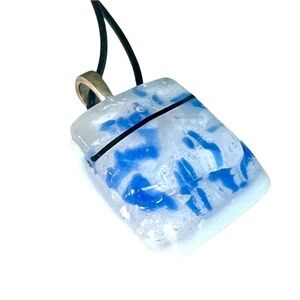 River Blues Seashore Art Glass Pendant Necklace